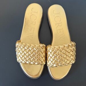 NWOT J. Crew Gold Braided Slide Sandals